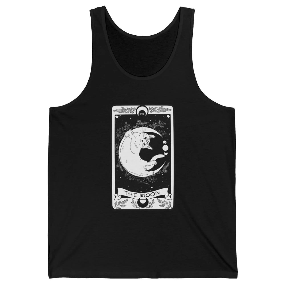 Retro Halloween Gothic Cat The Moon Tarot Card Witchcraft Unisex Jersey Tank