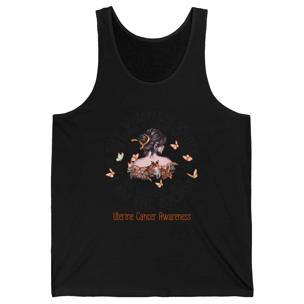 Peach The Storm Strong Woman Uterine Cancer Month Warrior Unisex Jersey Tank