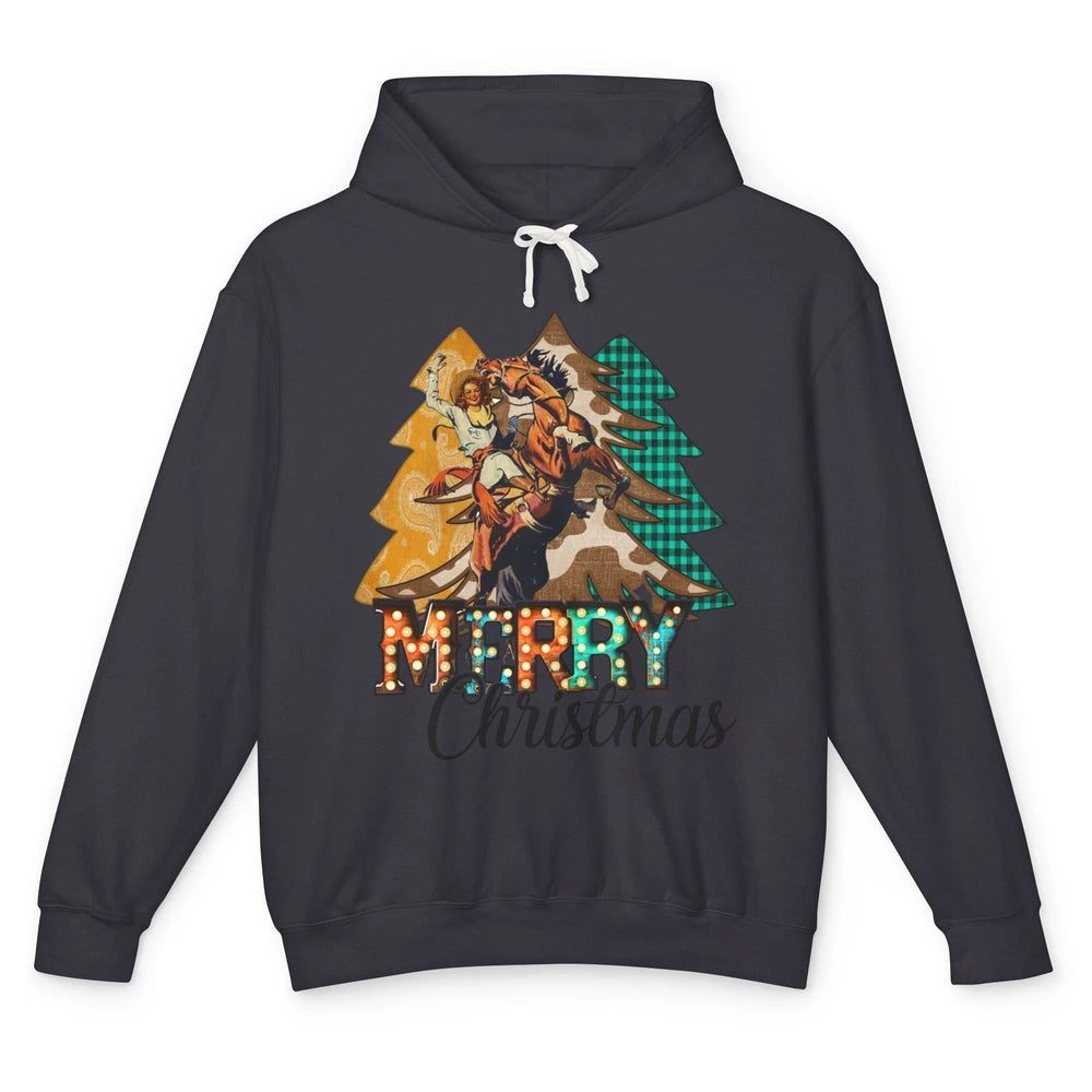 Rodeo Mom Cowgirl Christmas Tree Western Country Cowboy Gift Unisex Lightweight Hoodie