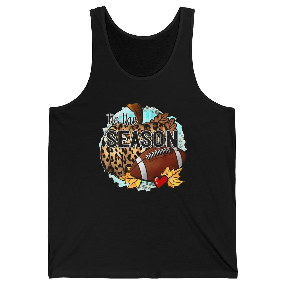 Leopard Football Pumpkin Tis The Season Fall Leaves Autumn Unisex Jersey Tank