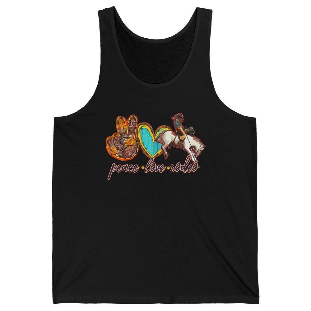 Retro Peace Love Rodeo Cowboy Boots Western Country Cowgirl Unisex Jersey Tank