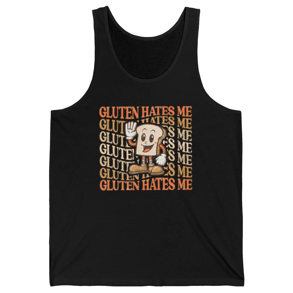 Funny Gluten Hates Me Retro Gluten Free Bread Celiac Disease Unisex Jersey Tank