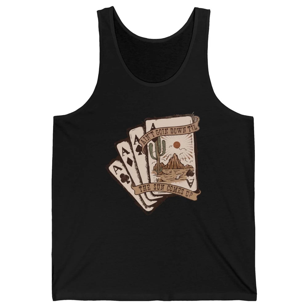 Retro Desert Sunset Cards Ain't Going Down Western Country Unisex Jersey Tank