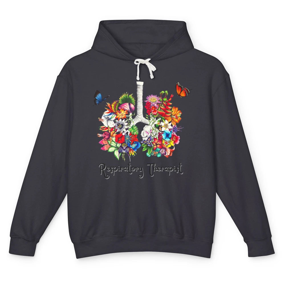 Respiratory Therapy Floral Lung Respiratory Therapist Gift Unisex Lightweight Hoodie