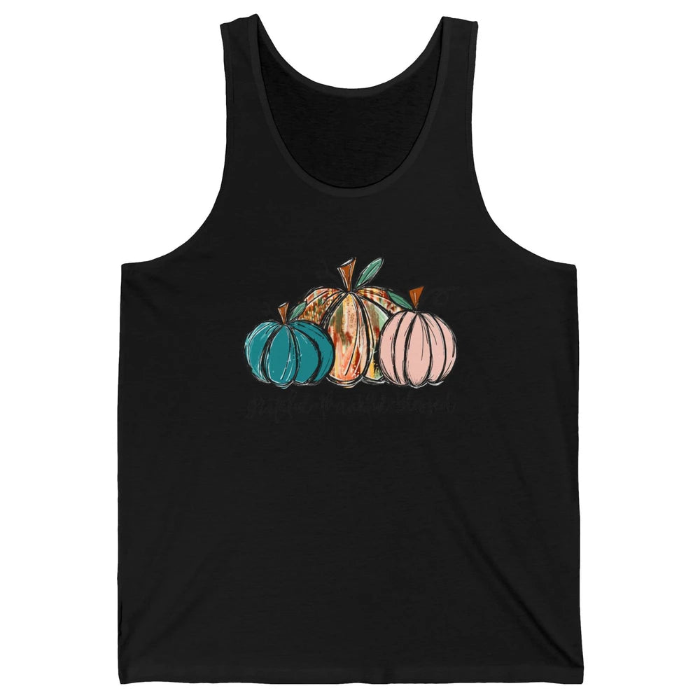 Grateful Thankful Blessed Doodle Pumpkin Fall Thanksgiving Unisex Jersey Tank