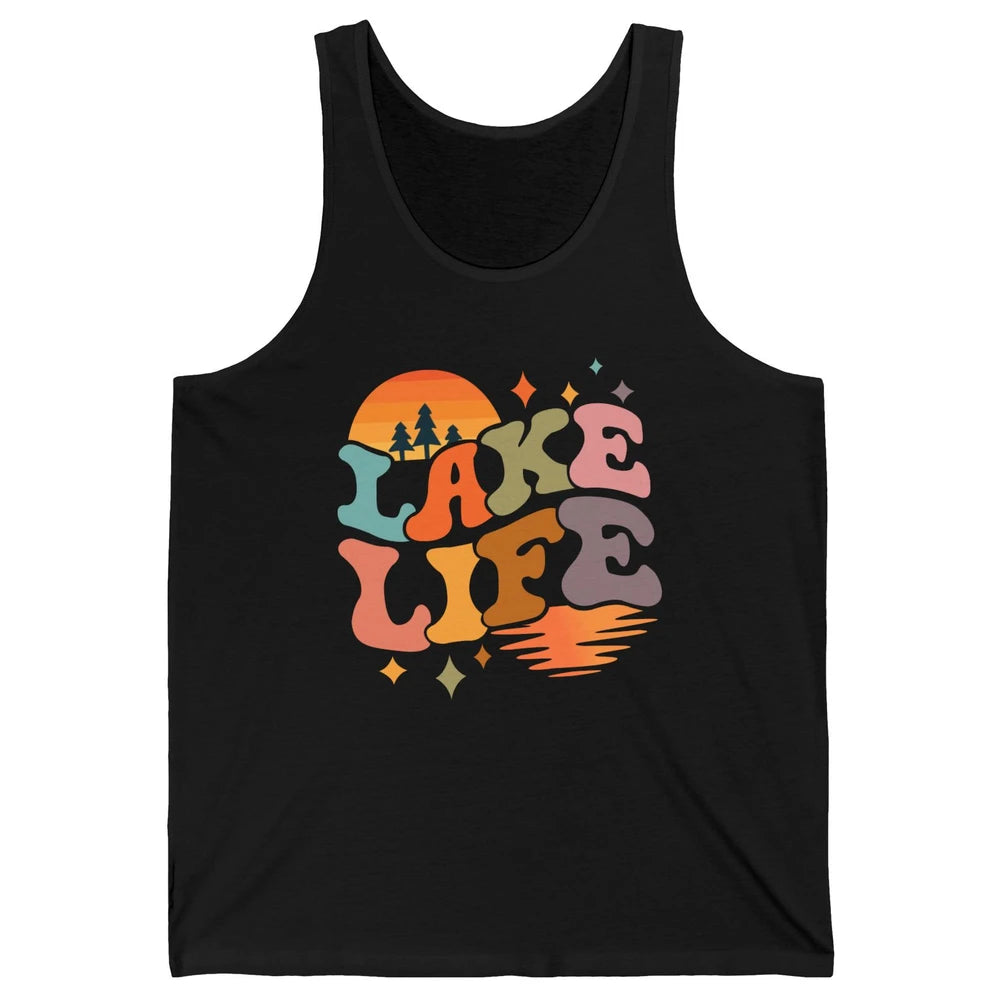 Retro Lake Life Vintage Lake Sunrise Boating Summer Trip Unisex Jersey Tank