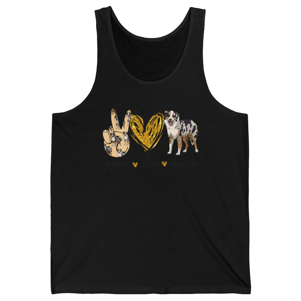 Peace Love Aussie Dog Lovers Australian Shepherd Dad Mom Unisex Jersey Tank