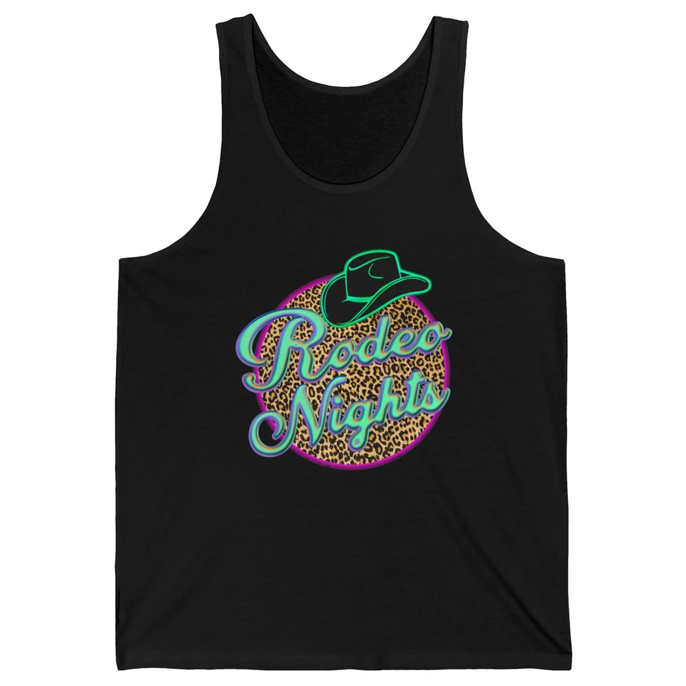 Retro Leopard Cowboy Hat Rodeo Night Western Country Cowgirl Unisex Jersey Tank