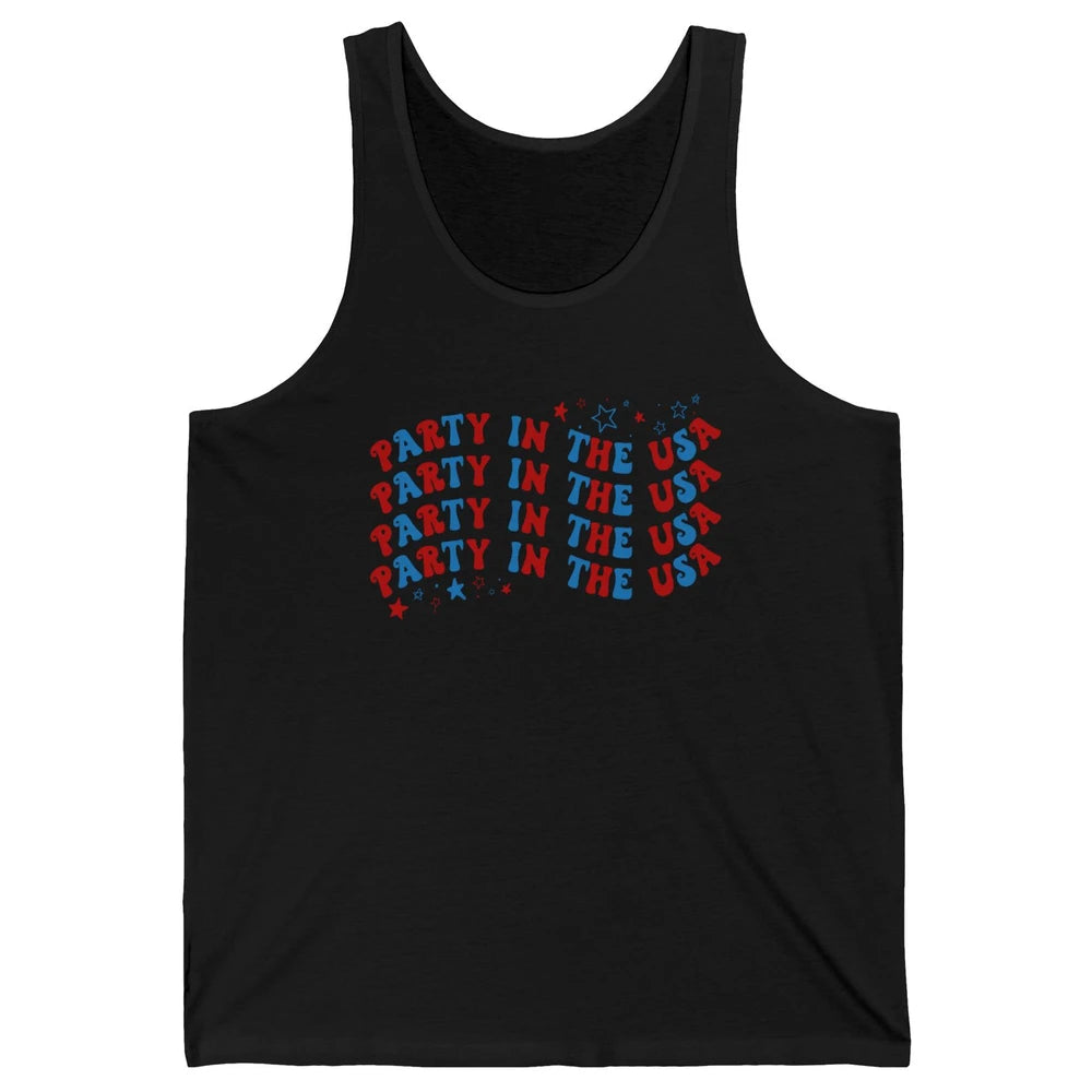 Retro July 4th Party In The USA Stripe Star American Patriot Unisex Jersey Tank