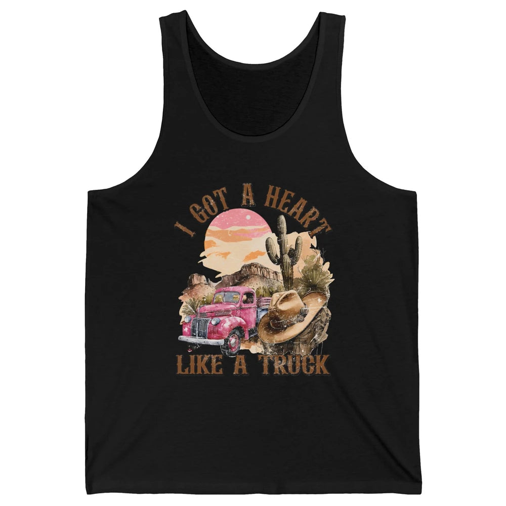 Retro Desert I Got A Heart Like A Truck Western Country Girl Unisex Jersey Tank