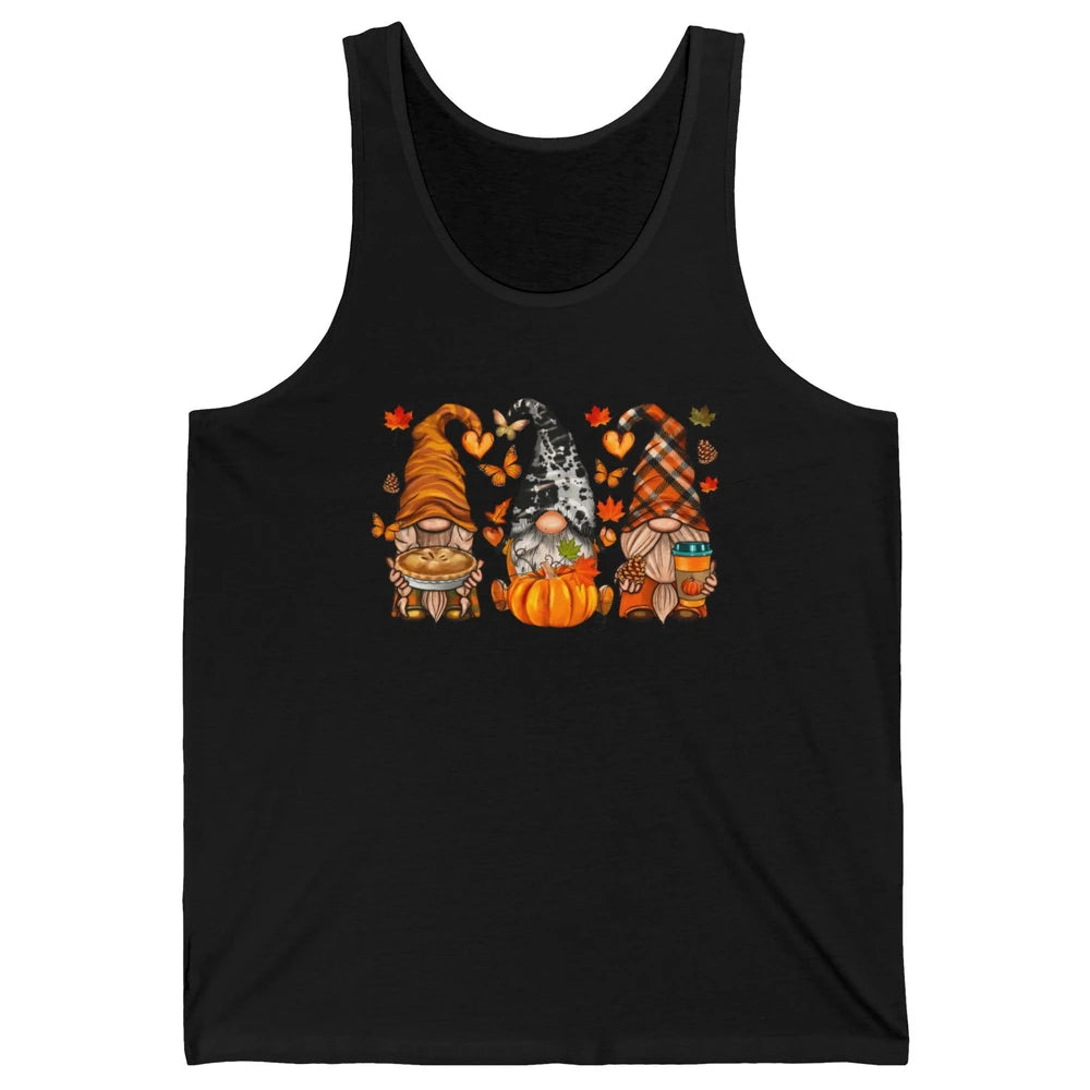Retro Fall Gnomies Pumpkin Falling Leaves Thanksgiving Gnome Unisex Jersey Tank