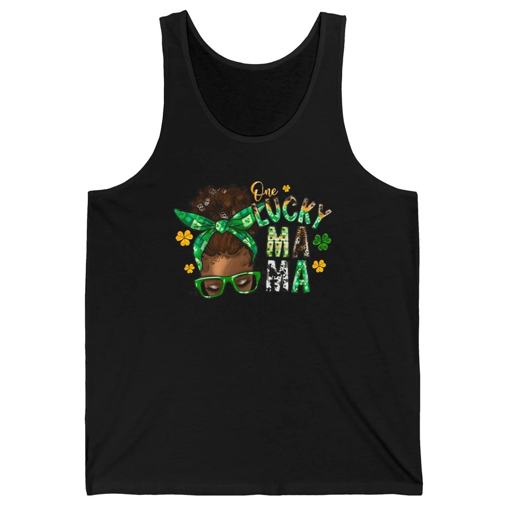 One Lucky Mama Afro Mom St Patrick's Day Black Mother Gift Unisex Jersey Tank