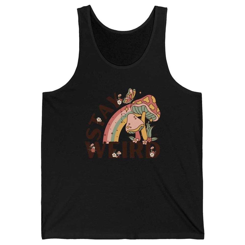 Retro Mushroom Stay Weird Mushy Butterfly Hippie Botanical Unisex Jersey Tank