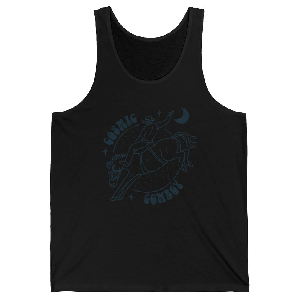 Retro Cowboy Riding Cosmic Cowboy Western Country Cowgirl Unisex Jersey Tank