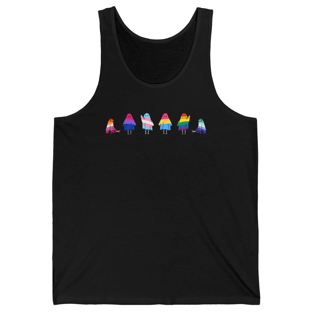 Cute Gay Baby Ghosts Spooky LGBTQ Lesbian Gay Pride Month Unisex Jersey Tank