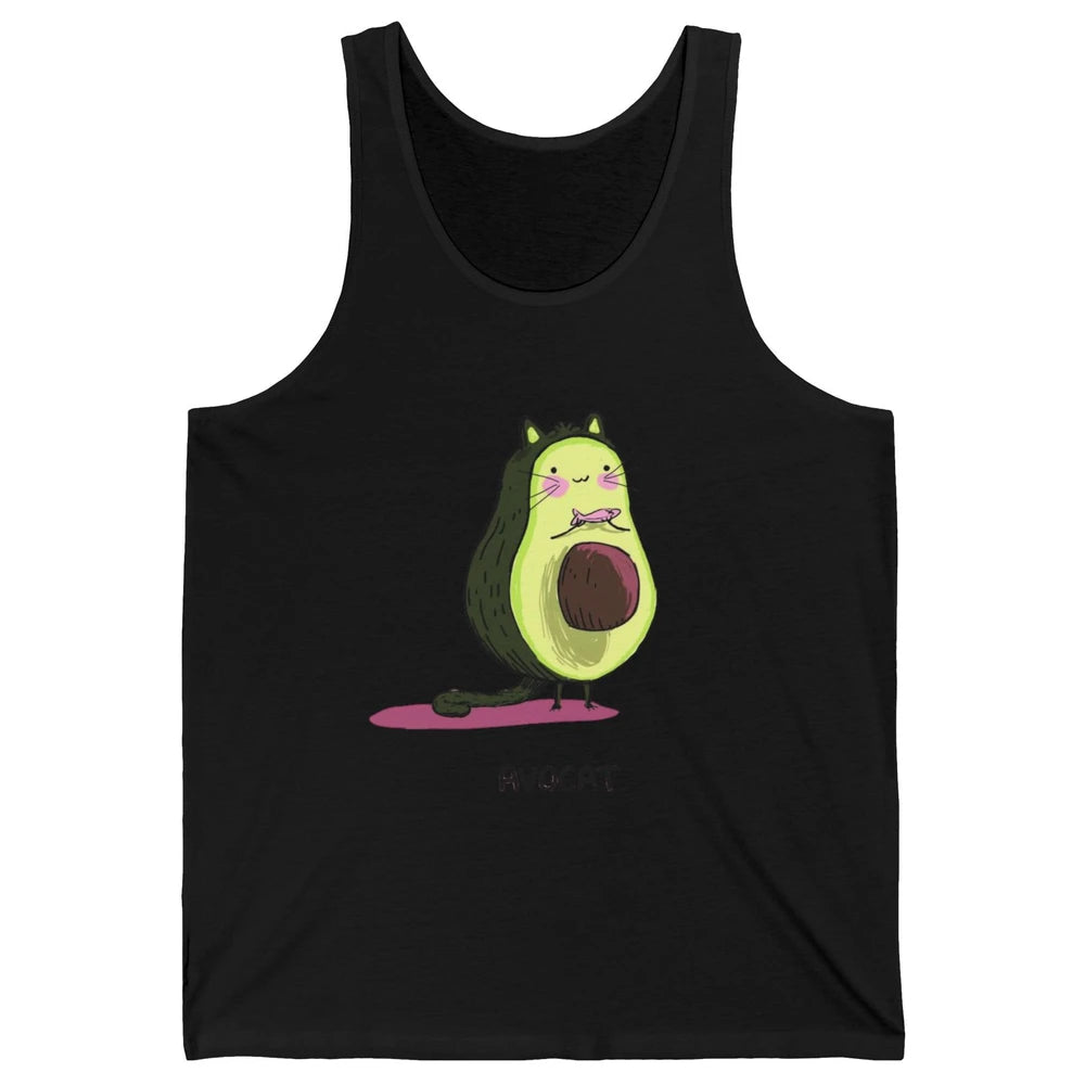 Cute Avocat Avocado Pink Cat Kitten Pun Healthy Vegan Veggie Unisex Jersey Tank
