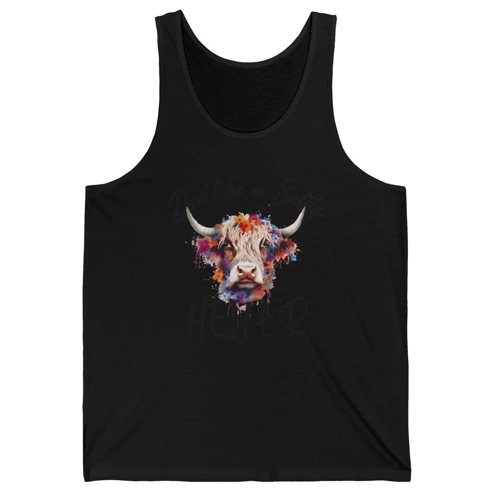 Floral Long Haired Cow Don't Be A Salty Heifer Western Farm Unisex Jersey Tank
