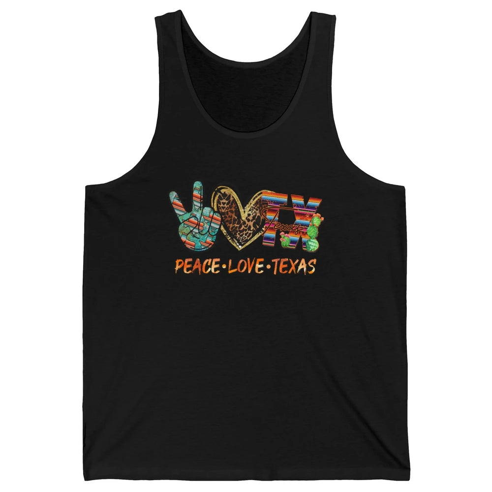 Retro Peace Love Texas Leopard Western Country Desert Cactus Unisex Jersey Tank