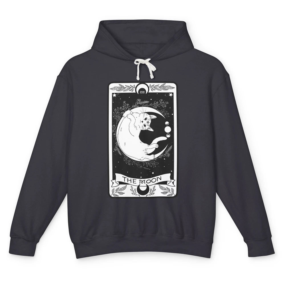 Retro Halloween Gothic Cat The Moon Tarot Card Witchcraft Unisex Lightweight Hoodie