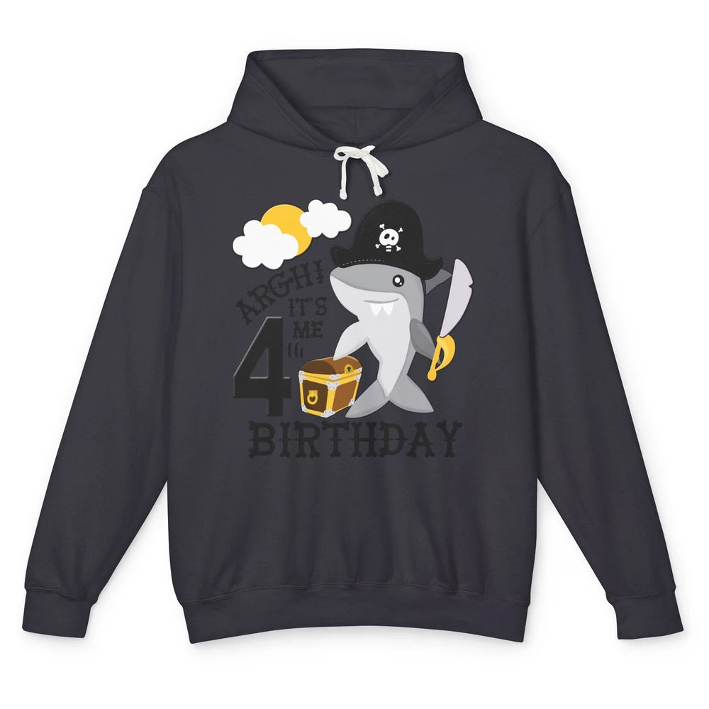 Pirate Shark 4th Birthday Party 4th Birthday Boy Girl Gift Unisex Lightweight Hoodie