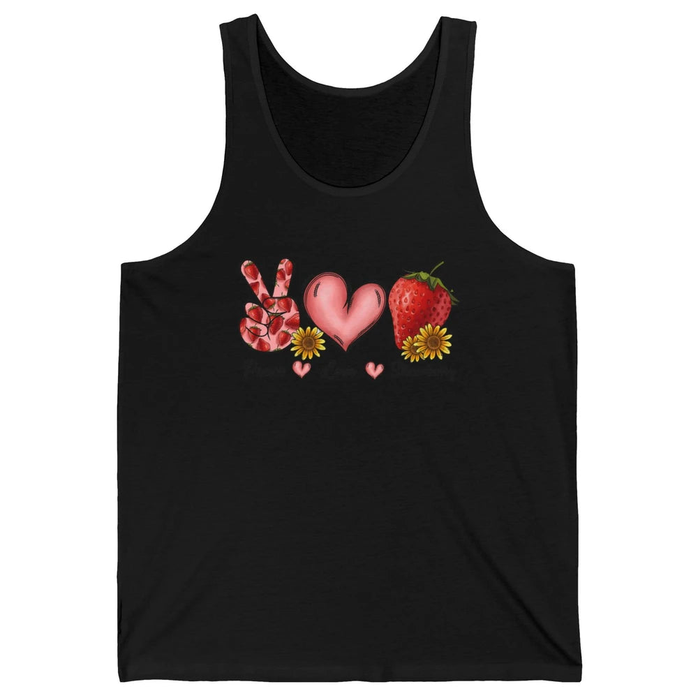 Peace Love Strawberry Strawberries Lover Strawberry Festival Unisex Jersey Tank