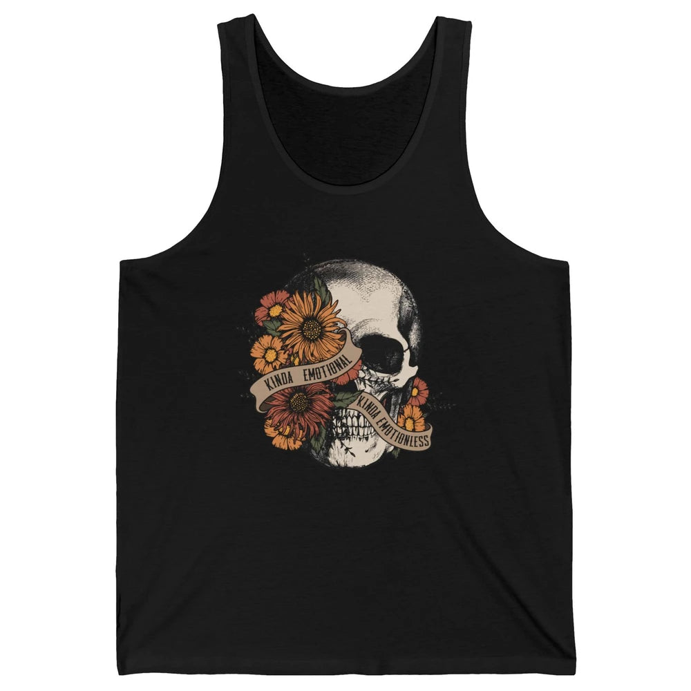 Retro Kinda Emotional Kinda Emotionless Floral Skull Unisex Jersey Tank