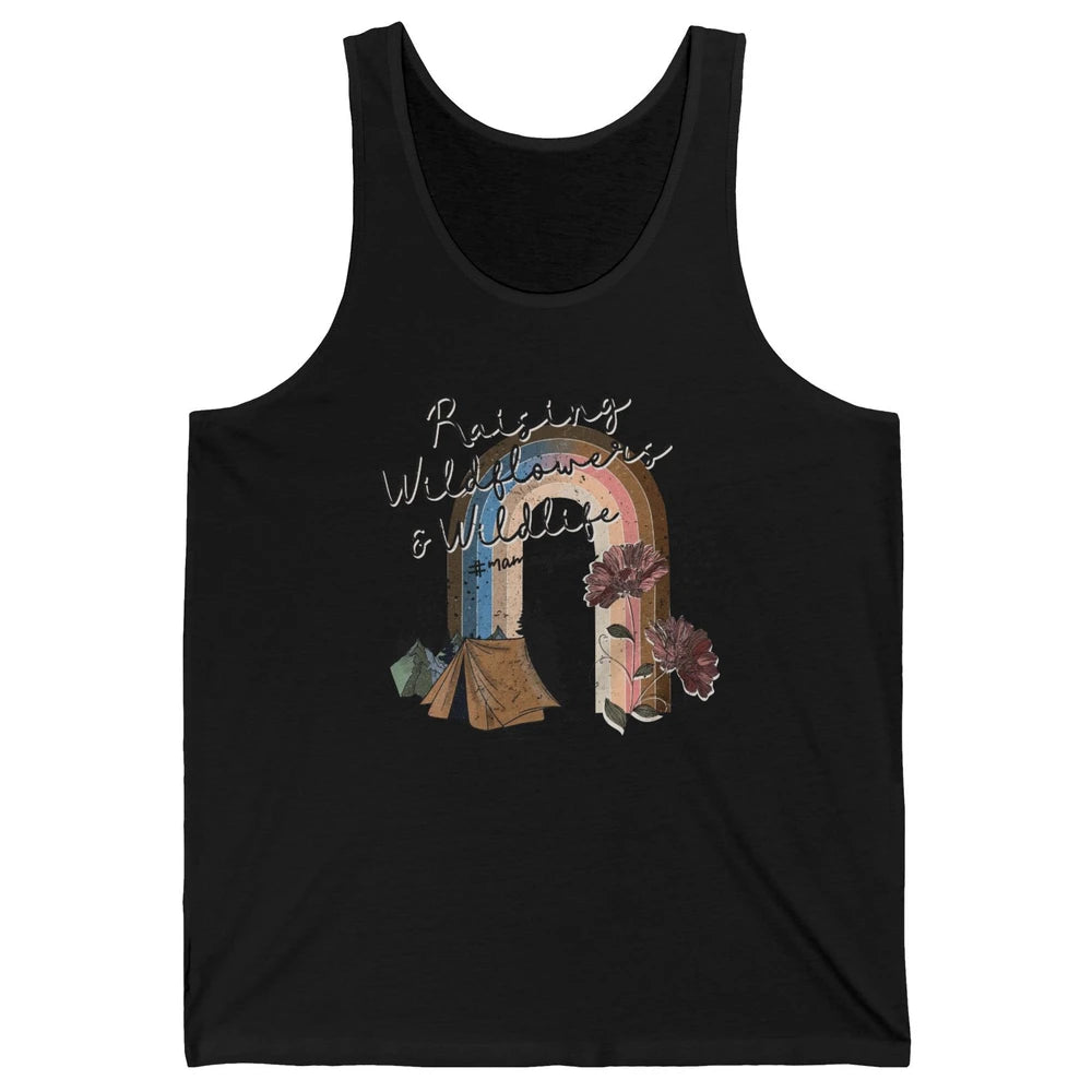 Raising Wildflowers & Wildlife Mama Of Both Retro Boho Mama Unisex Jersey Tank
