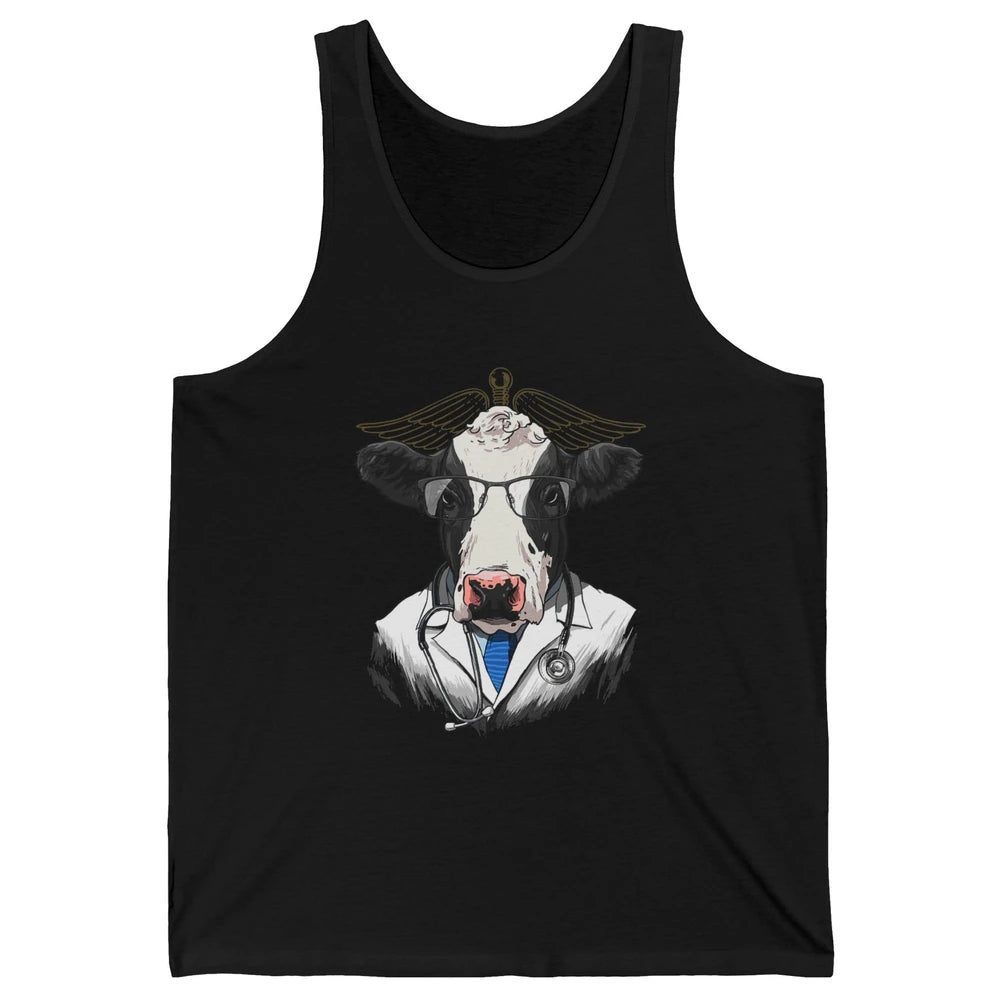 Funny Cow Vet Doctor Physician Surgeon Vet Tech Veterinarian Unisex Jersey Tank
