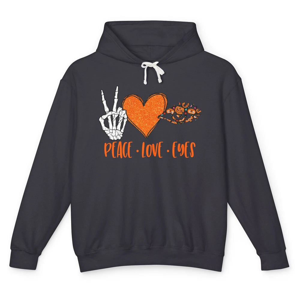 Optician Halloween Peace Love Eyes Optometrist Pumpkin Gift Unisex Lightweight Hoodie