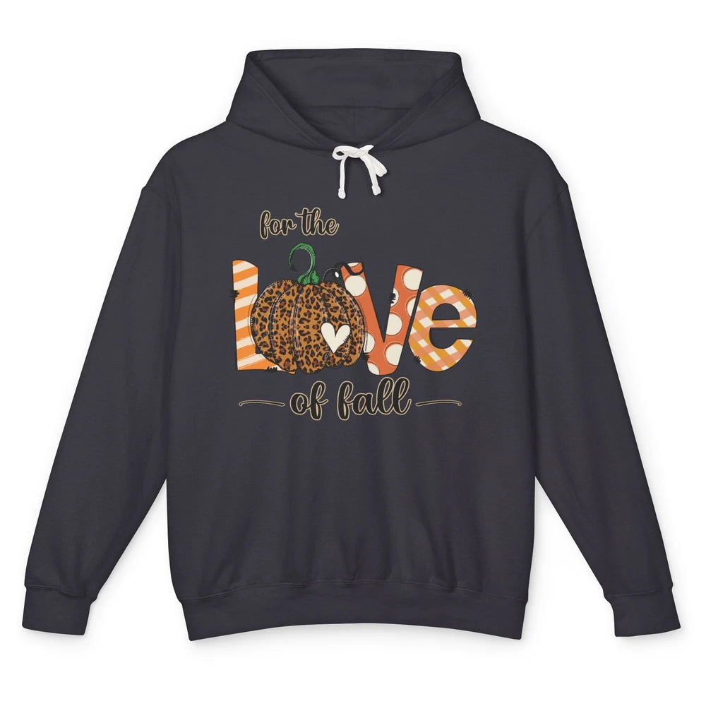 Retro Love Fall Y'All Leopard Pumpkin Heart Halloween Fall Unisex Lightweight Hoodie