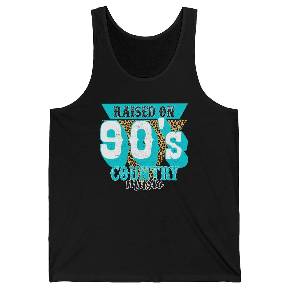 Retro Leopard Raised On 90s Country Music Western Cowgirl Unisex Jersey Tank