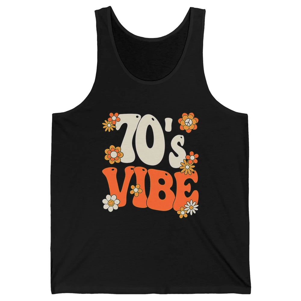 Retro 70s Vibe Groovy Smile Daisy Hippie Positive 1970 Party Unisex Jersey Tank