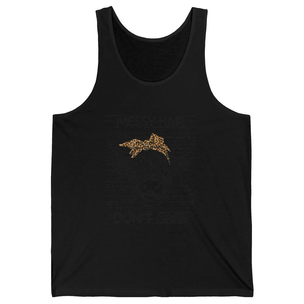 Highland Cow Leopard Bandana Messy Hair Don't Care Western Unisex Jersey Tank
