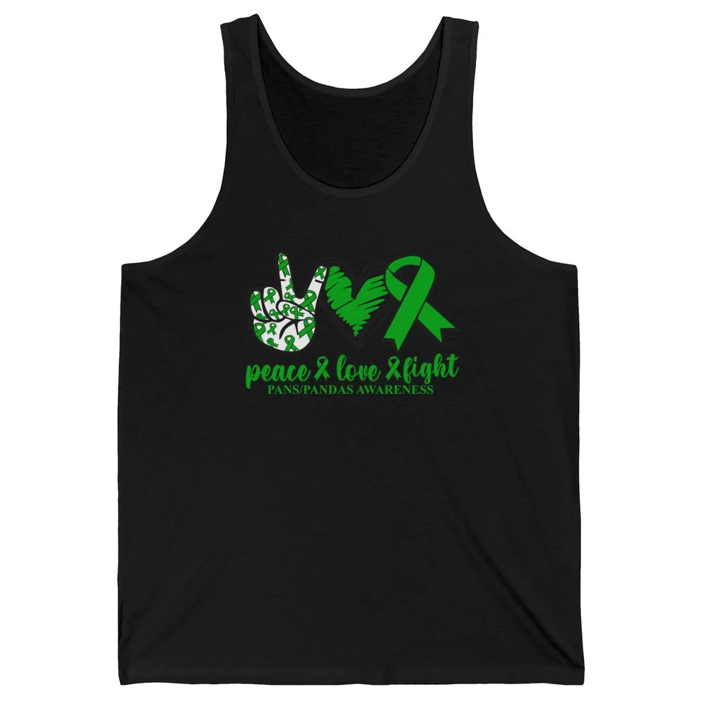 PANS/PANDAS Awareness Green Ribbon Peace Love Cure Unisex Jersey Tank