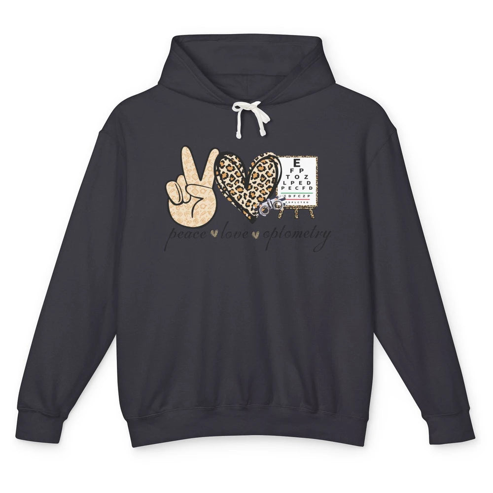 Peace Love Optometry Leopard Optometrist Optician Life Gift Unisex Lightweight Hoodie