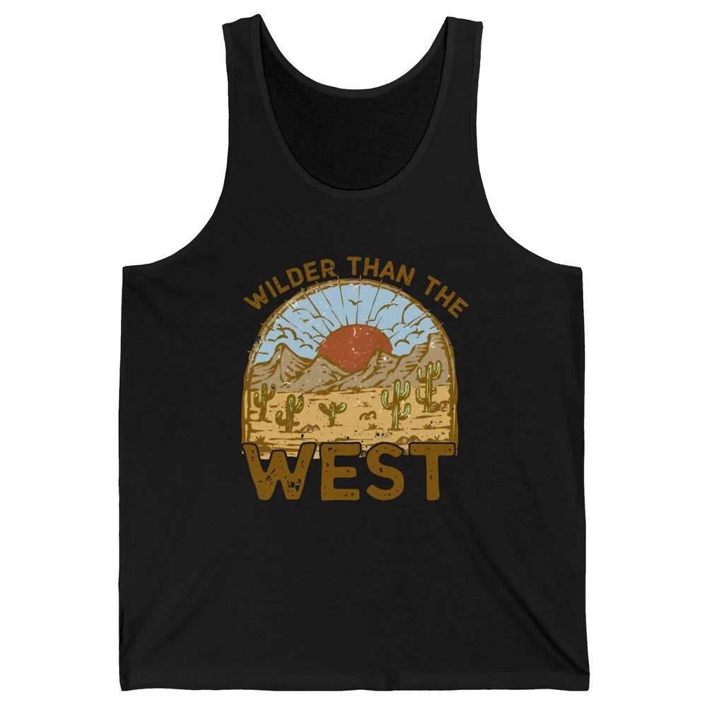 Retro Desert Sunrise Wilder Than The West Western Country Unisex Jersey Tank