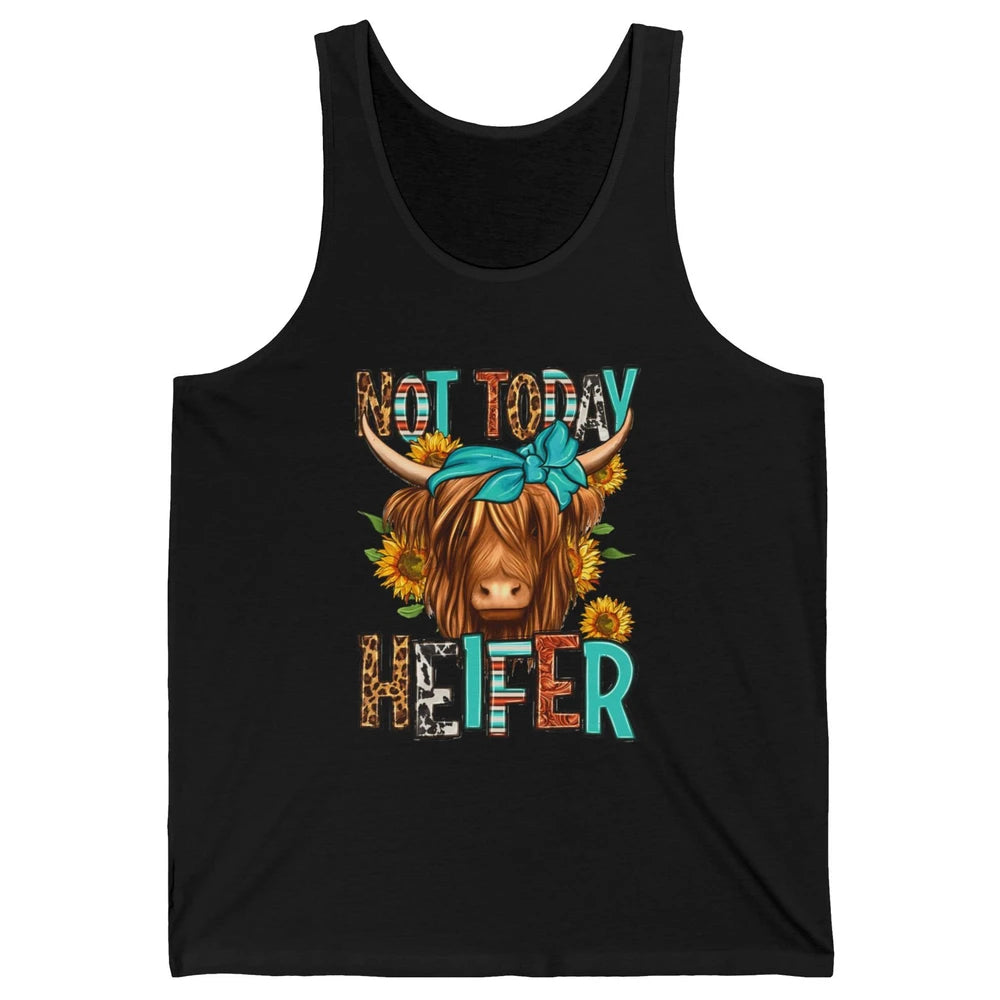 Leopard Highland Cow Bandana Not Today Heifer Western Animal Unisex Jersey Tank