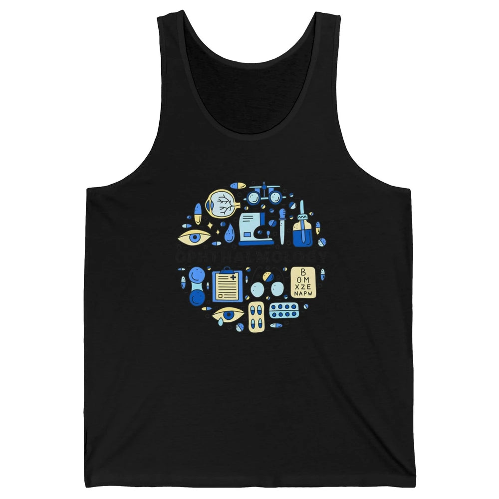 Optometrist Eye Chart Phoropter Symbols Ophthalmology Tech Unisex Jersey Tank