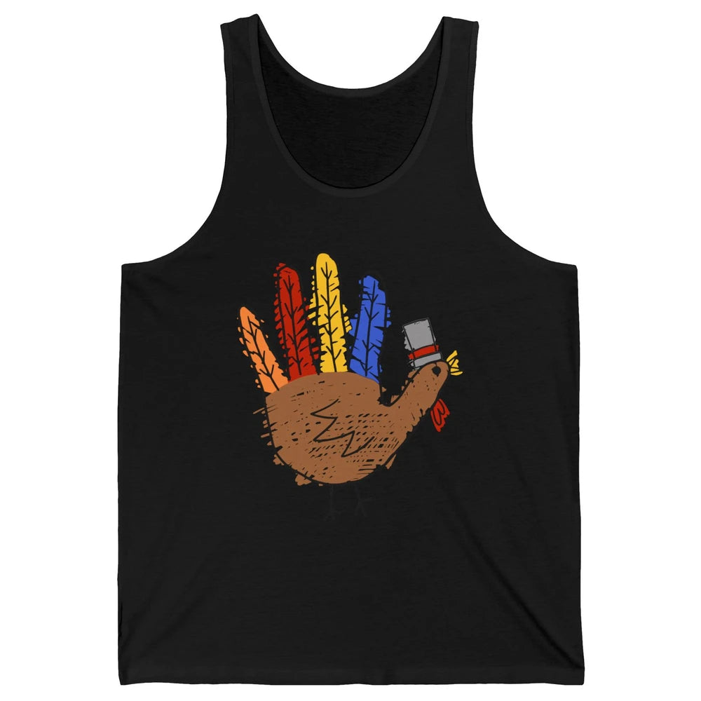 Thanksgiving Hand Turkey Funny Thanksgiving Teacher Thankful Unisex Jersey Tank