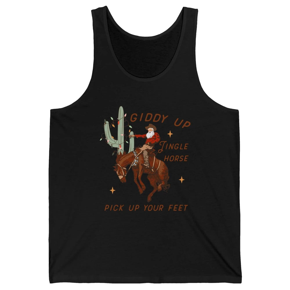 Cowboy Santa Horsing Giddy Up Jingle Horse Christmas Cactus Unisex Jersey Tank