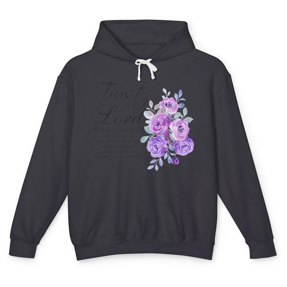 Floral Christian Trust In The Lord With All Heart Religious Unisex Lightweight Hoodie