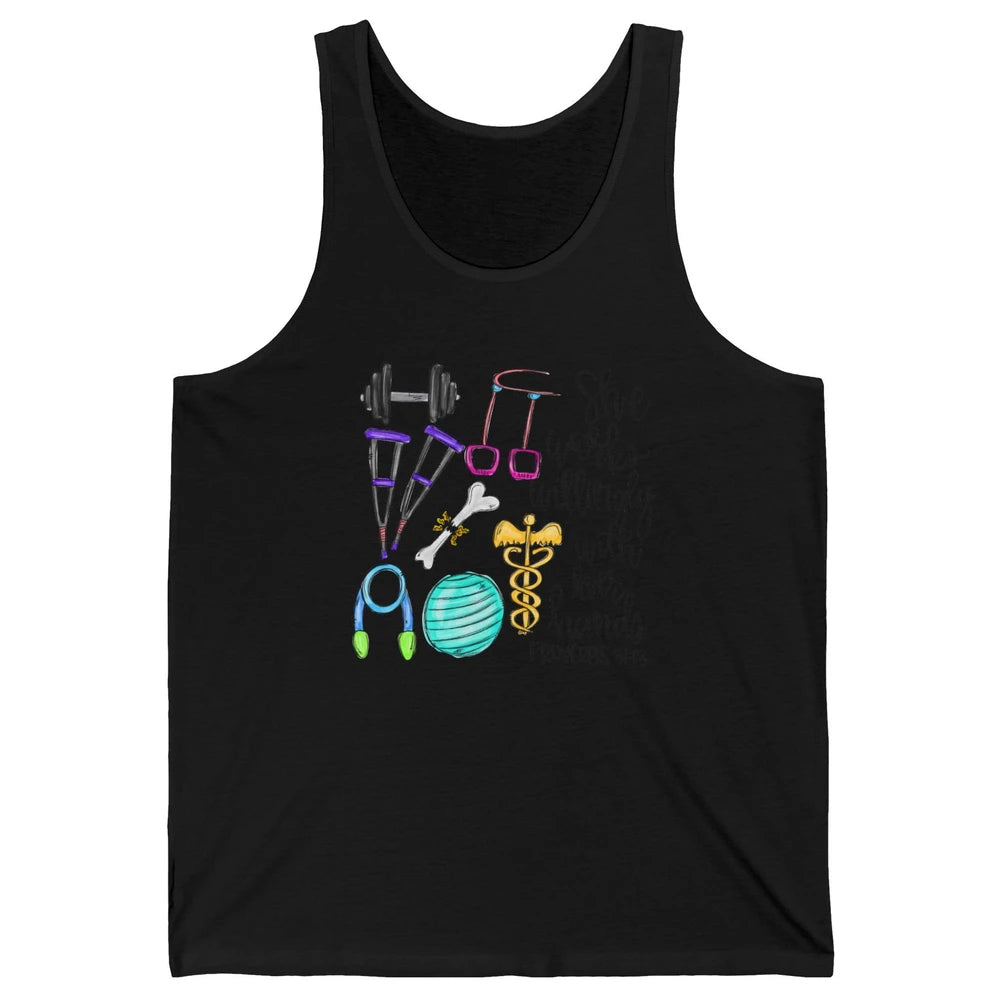 Physical Therapy She Works Willingly With Her Hands Bible Unisex Jersey Tank