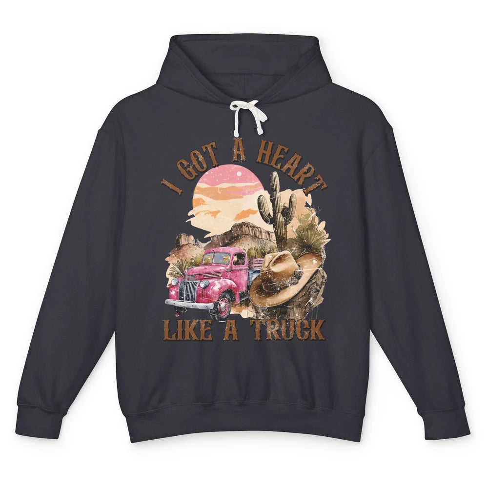 Retro Desert I Got A Heart Like A Truck Western Country Girl Unisex Lightweight Hoodie
