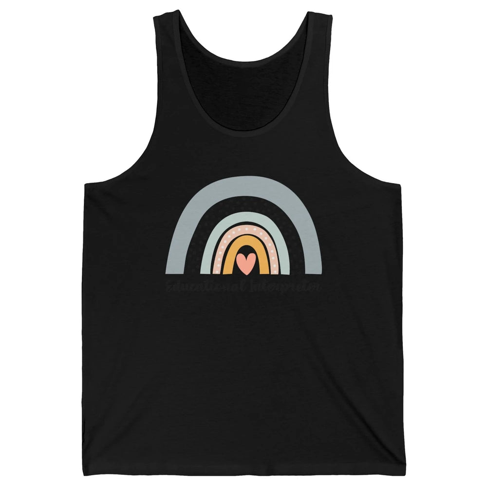 Retro Boho Rainbow Educational Interpreter Back To School Unisex Jersey Tank