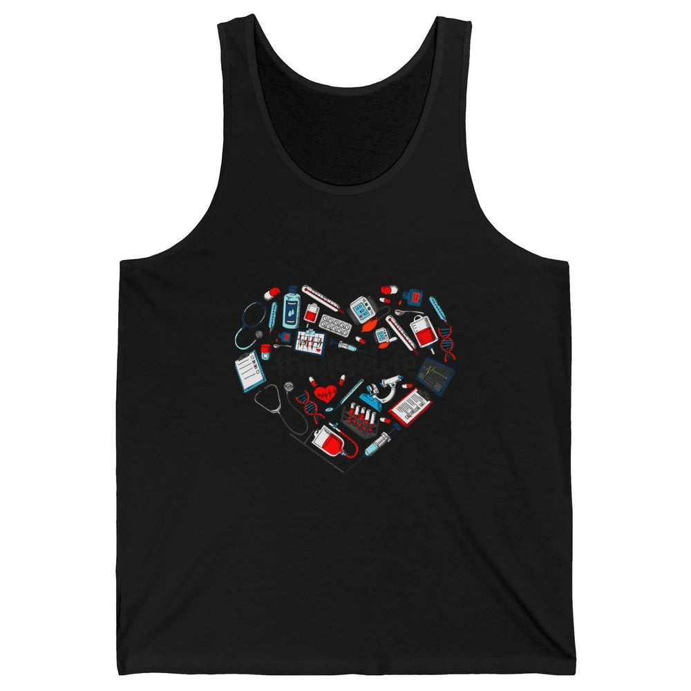 Nurse Life Stethoscope Heart Funny Nursing Love CNA Worker Unisex Jersey Tank