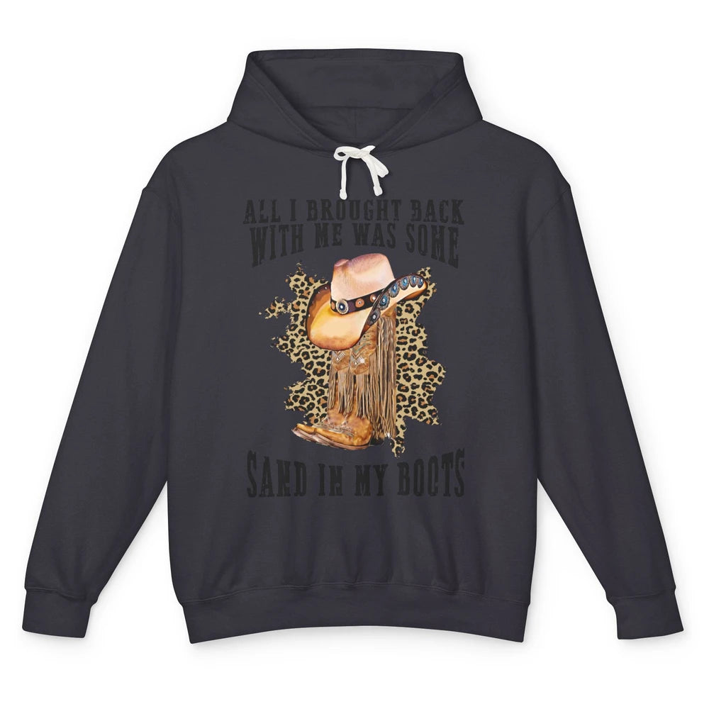 Retro Leopard Sand In My Boot Western Country Cowgirl Cowboy Unisex Lightweight Hoodie