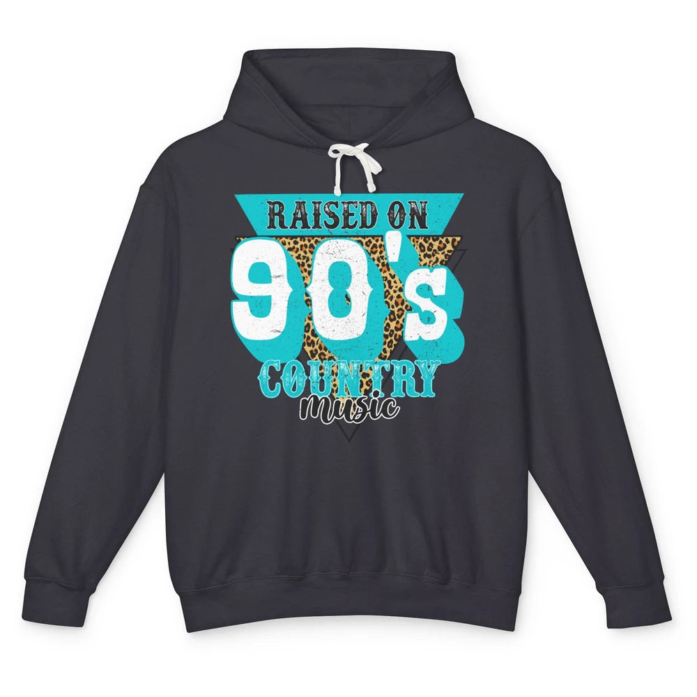 Retro Leopard Raised On 90s Country Music Western Cowgirl Unisex Lightweight Hoodie
