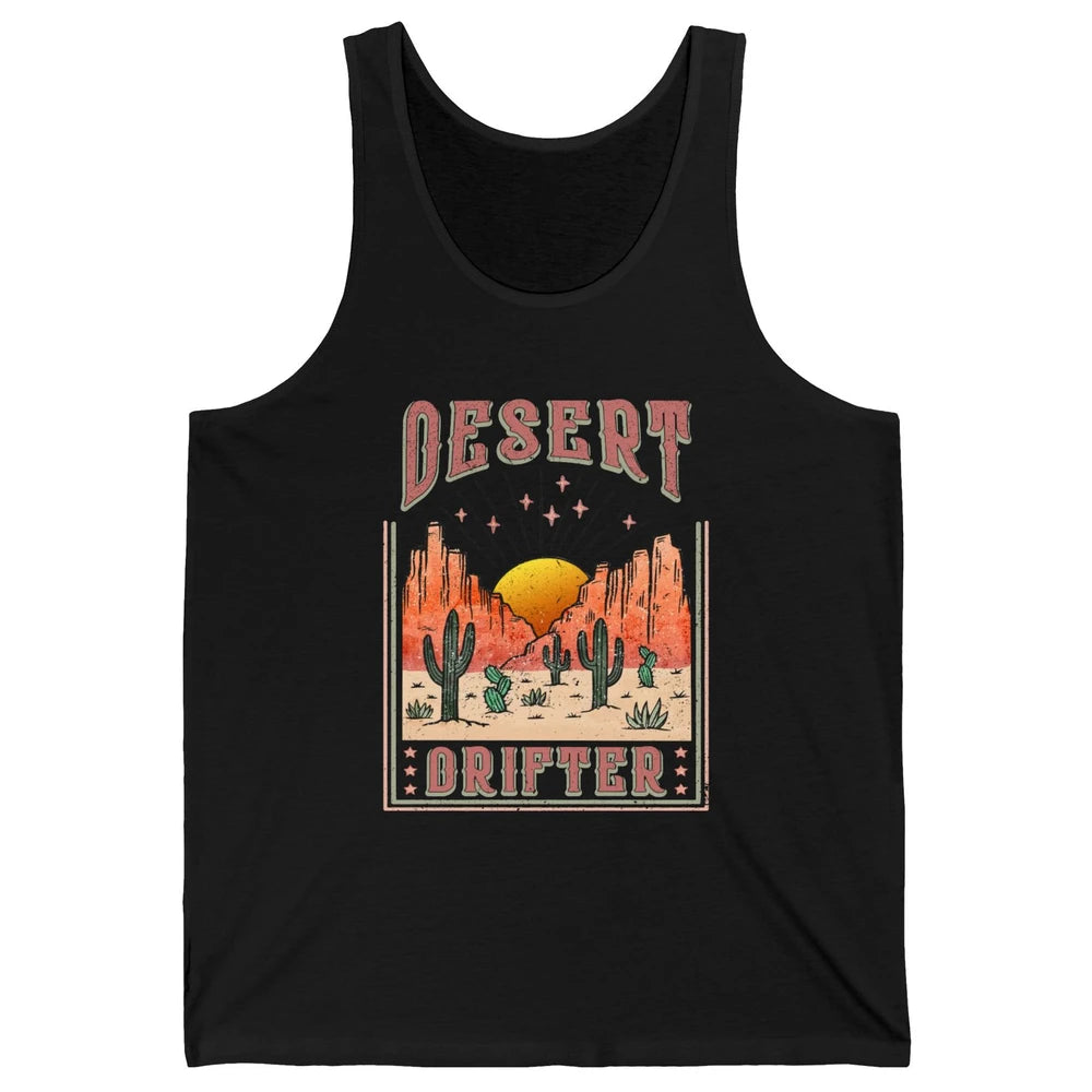 Retro Desert Cactus Sunset Desert Drifter Western Country Unisex Jersey Tank