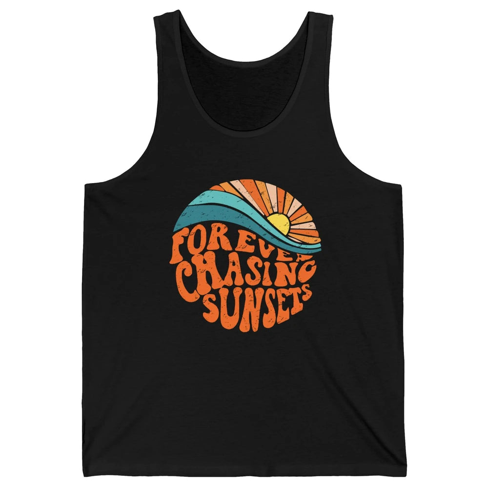 Retro Rainbow Forever Chasing Sunset Hippie Girl Peace Lover Unisex Jersey Tank