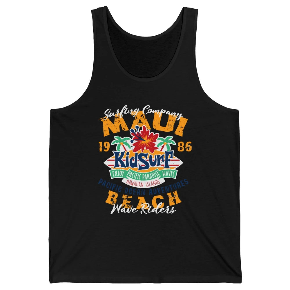 Retro Maui Island 1986 Hawaii Kid Surfing Pacific Paradise Unisex Jersey Tank